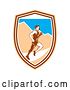 Vector Clip Art of Retro Male Marathon Runner with Mountains in a Shield by Patrimonio