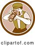 Vector Clip Art of Retro Male Photographer Taking Pictures in a Brown and White Circle by Patrimonio
