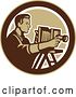 Vector Clip Art of Retro Male Photographer with a Bellows Camera in a Circle by Patrimonio
