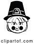 Vector Clip Art of Retro Male Pilgrim in a Black Hat, Smiling by Andy Nortnik