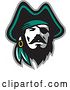 Vector Clip Art of Retro Male Pirate Captain in a Tricorn Hat, with an Eye Patch by Patrimonio