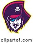 Vector Clip Art of Retro Male Pirate Face with an Eye Patch by Patrimonio