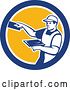 Vector Clip Art of Retro Male Plasterer Worker in a Circle by Patrimonio