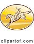 Vector Clip Art of Retro Male Rodeo Cowboy on a Bucking Horse in an Oval by Patrimonio