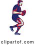 Vector Clip Art of Retro Male Rugby Player Athlete Running with the Ball by Patrimonio