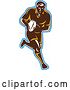 Vector Clip Art of Retro Male Rugby Player Running with the Ball, Outlined in Blue and White by Patrimonio