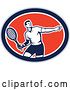 Vector Clip Art of Retro Male Tennis Player Athlete in an Oval by Patrimonio