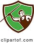 Vector Clip Art of Retro Male Track and Field Javelin Thrower in a Brown White and Green Shield by Patrimonio