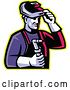 Vector Clip Art of Retro Male Welder Lifting His Visor and Holding a Torch by Patrimonio