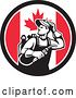 Vector Clip Art of Retro Male Welder Looking Back over His Shoulder in a Canadian Flag Circle by Patrimonio
