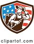 Vector Clip Art of Retro Male Welder Looking Back over His Shoulder in an American Shield by Patrimonio