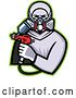 Vector Clip Art of Retro Male Worker Holding a Spray Painting Gun by Patrimonio