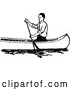 Vector Clip Art of Retro Man Canoeing 1 by Prawny Vintage