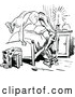 Vector Clip Art of Retro Man Removing His Shirt at Bed Time by Prawny Vintage
