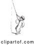 Vector Clip Art of Retro Man Ringing a Bell for Help with Mosquitoes in 1 by Picsburg