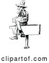 Vector Clip Art of Retro Man Sitting on a Sign by Prawny Vintage