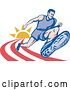Vector Clip Art of Retro Marathon Runner on a Track Logo by Patrimonio
