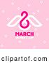 Vector Clip Art of Retro March 8th Dove International Women's Day Design with Flowers on Pink by Elena