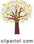 Vector Clip Art of Retro Mature Tree with an Umbrella of Blossoming Flowers by KJ Pargeter