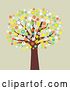 Vector Clip Art of Retro Mature Tree with Colorful Blossoming Flowers by KJ Pargeter