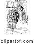 Vector Clip Art of Retro Medieval Jester Hiding Behind a Knight Statue by Prawny Vintage