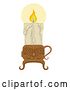 Vector Clip Art of Retro Melting and Lit Candle in a Holder by BNP Design Studio