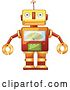 Vector Clip Art of Retro Metal Robot with a Chart on His Chest by