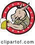Vector Clip Art of Retro Military Donkey Holding a Beer Mug in a Star Ring by Patrimonio