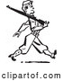 Vector Clip Art of Retro Military Soldier Marching with a Rifle by BestVector