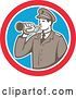 Vector Clip Art of Retro Military Soldier with a Bugle in a Circle by Patrimonio