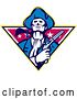Vector Clip Art of Retro Minuteman Patriot with a Flintlock Pistol over a Star Triangle by Patrimonio