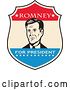 Vector Clip Art of Retro Mitt Romney Portrait in a Shield with Romney for President Text by Patrimonio