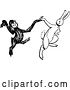 Vector Clip Art of Retro Monkey and Rabbit Dancing by Prawny Vintage