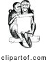 Vector Clip Art of Retro Monkey Couple Reading a Notice by Prawny Vintage