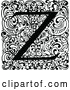 Vector Clip Art of Retro Monogram Z Letter over Swirls by Prawny Vintage