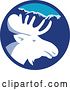 Vector Clip Art of Retro Moose Head in a Blue Mountain Circle by Patrimonio