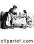 Vector Clip Art of Retro Mother and Daughter at a Table by Prawny Vintage