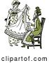 Vector Clip Art of Retro Mother and Daughter Sewing a Dress in Green Tones by Prawny Vintage