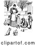 Vector Clip Art of Retro Mother and KChildren Giving Dogs Medicine by Prawny Vintage