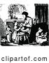 Vector Clip Art of Retro Mother and KChildren Washing up by Prawny Vintage