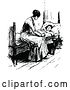 Vector Clip Art of Retro Mother and Son at Bed Time by Prawny Vintage