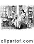 Vector Clip Art of Retro Mother Sewing with Her Daughter in a Room by Prawny Vintage