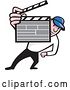 Vector Clip Art of Retro Movie Director Holding a Clapper Board by Patrimonio