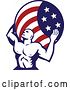Vector Clip Art of Retro Muscular Guy, Atlas, Carrying an American Flag Globe on His Back by Patrimonio