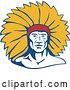 Vector Clip Art of Retro Native American Chief Guy with Yellow Feathers by Patrimonio