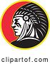 Vector Clip Art of Retro Native American Indian Chief Circle Logo by Patrimonio