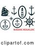 Vector Clip Art of Retro Navy Blue Nautical Anchors and Heraldic Designs by Vector Tradition SM