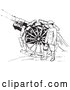 Vector Clip Art of Retro Navy Sailor with a Siege Gun in Black and White by Picsburg