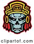 Vector Clip Art of Retro Noble Aztec Warrior Skull Wearing Wood Headdress by Patrimonio
