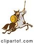 Vector Clip Art of Retro Norse Valkyrie Warrior with a Spear on Horseback 4 by Patrimonio